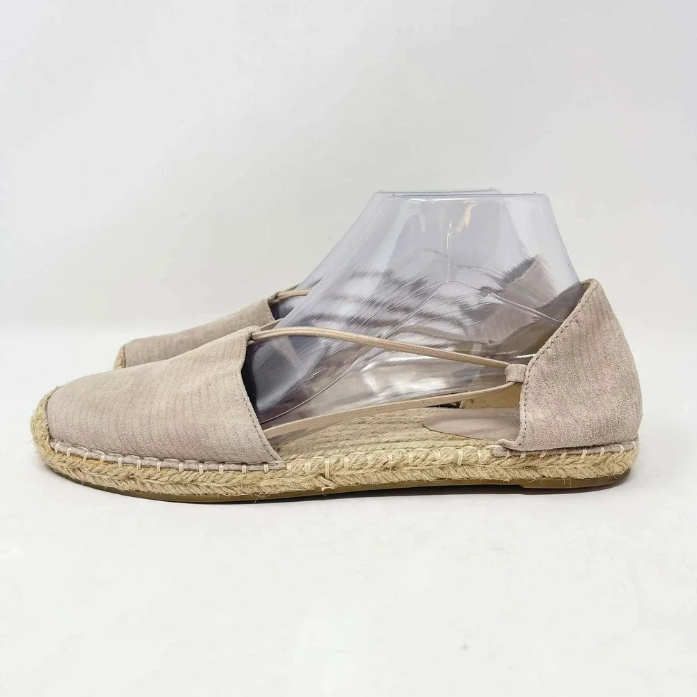 Eileen Fisher Lee D'Orsay Espadrille Flats Womens 10 Taupe Metallic Suede